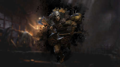 Um guerreiro bárbaro robusto, proveniente do videojogo Dark and Darker, vestindo... 8K