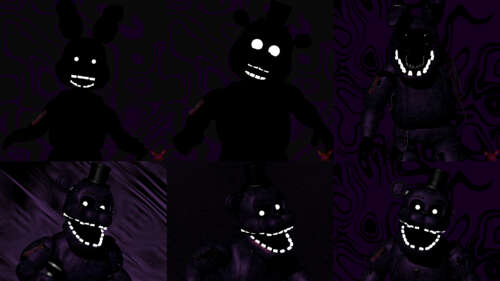 Shadow Freddy e Shadow Bonnie, personagens da série de jogos Five Nights at Freddy's.
