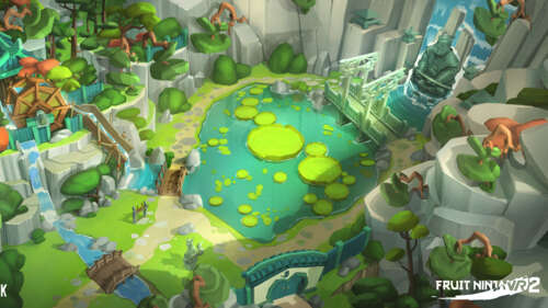 Fatias de melancia, kiwi e frutas cítricas coloridas voando pelo ar durante um momento... 8K