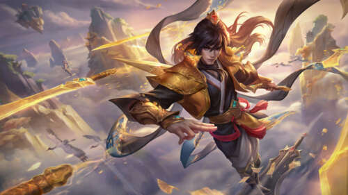 Talon, de League of Legends, posa com suas lâminas características em um ambiente... 8K