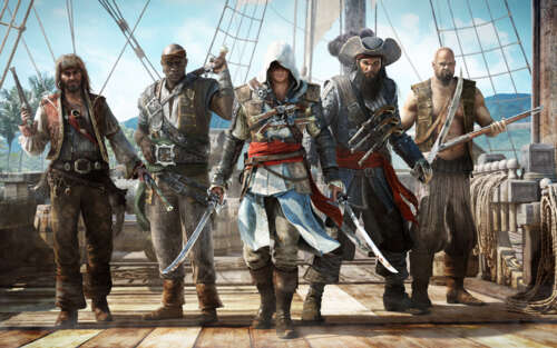 Um retrato extremamente detalhado de Edward Kenway, do jogo Assassin's Creed IV:... 7680x4800