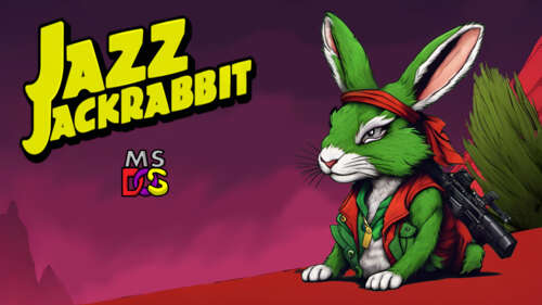 Ilustração em estilo retrô do personagem Jazz Jackrabbit, do clássico jogo de vídeo... 8K