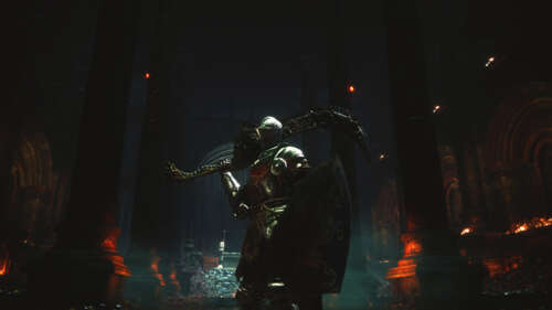 Um Cavaleiro de Lothric, com uma armadura pesada e desgastada pelas batalhas, do... 8K