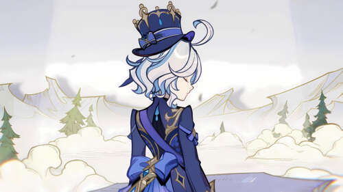 Uma representação deslumbrante de Furina, de Genshin Impact, destacando o seu elaborado... 8K