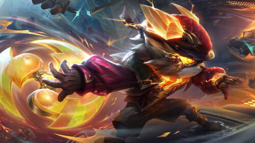 Uma ilustração dinâmica de Kennen, de League of Legends, que o retrata em ação, com... 8K