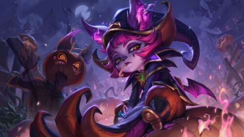 Vex, a maga das sombras de League of Legends, com sua estética característica, sombria... 8K