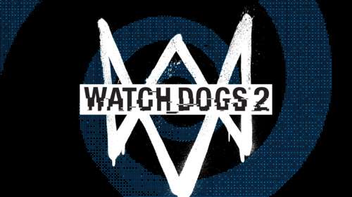 Logotipo do jogo Watch Dogs 2 e o personagem Marcus Holloway, num cenário de alta... 8K