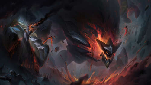 Malphite, o golem de pedra do jogo League of Legends, surge como uma criatura rochosa... 8K