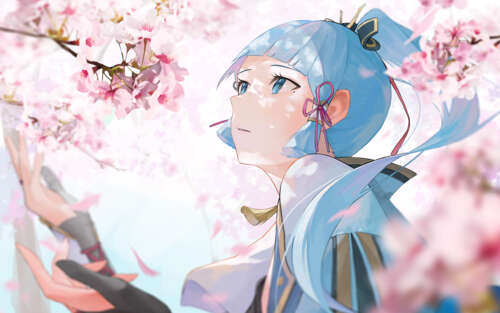 Um retrato detalhado da personagem Kamisato Ayaka, do jogo Genshin Impact. 7680x4800