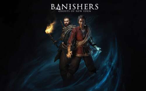 Os personagens Red e Antea, do jogo Banishers: Ghosts of New Eden, estão em um ambiente... 7680x4800