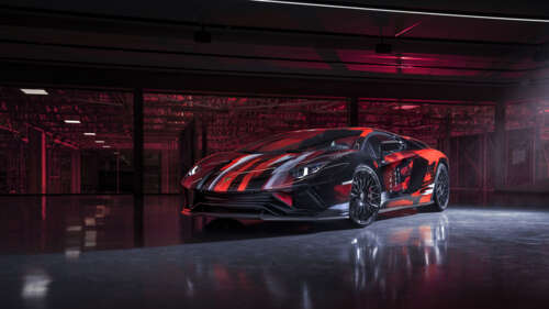 Um elegante e potente supercarro Lamborghini Aventador S, com um design aerodinâmico... 8K