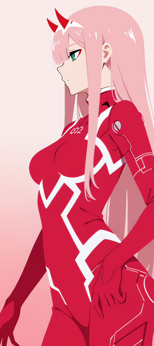Uma ilustração minimalista do perfil lateral da personagem de anime Zero Two. Ela... Cubot Note 20 Pro