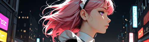 Uma ilustração em estilo anime de uma jovem com longos cabelos cor-de-rosa e olhos... Telefone