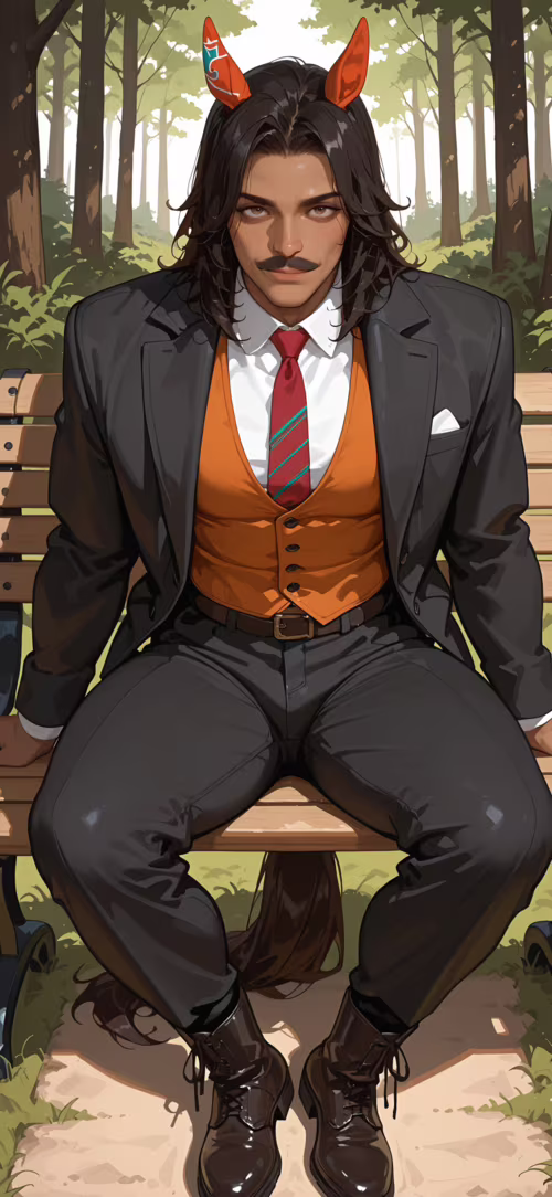 Uma ilustração digital de um homem atraente, de pele morena, com cabelos longos e... Huawei Nova 9 Pro