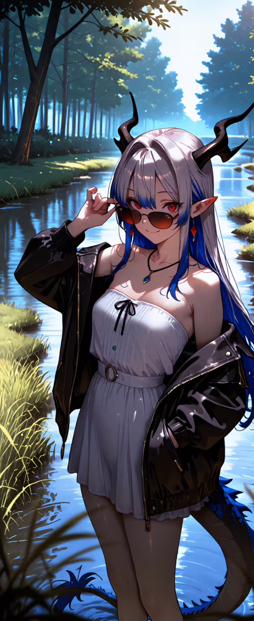 Uma ilustração em estilo anime da VTuber Selen Tatsuki como uma garota-dragão. Ela... Samsung Galaxy Z Flip