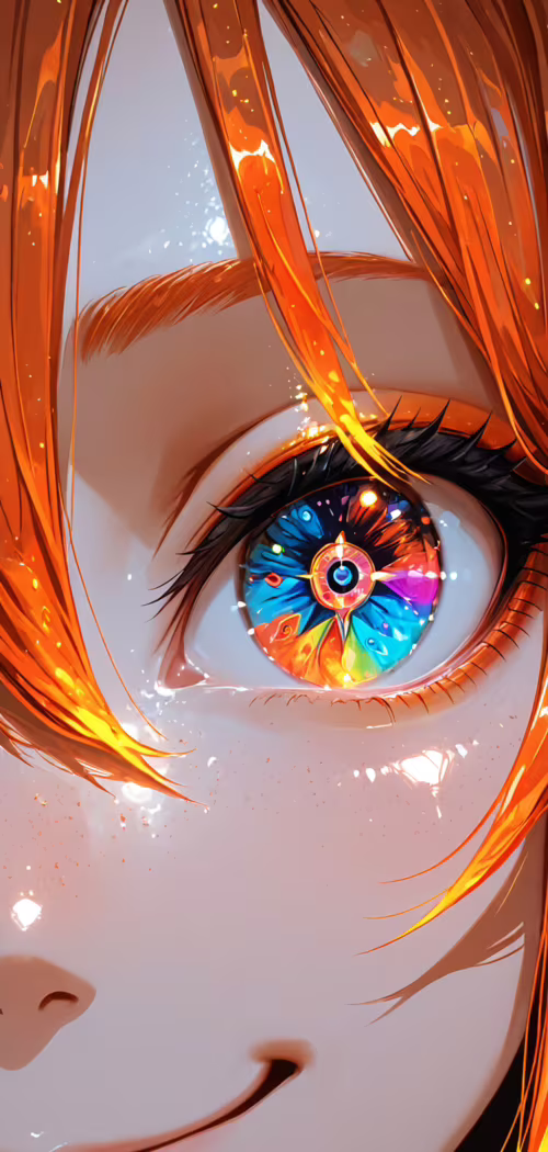 Uma ilustração em close-up de uma rapariga de anime, com cabelo laranja vibrante... Ulefone Armor 5S