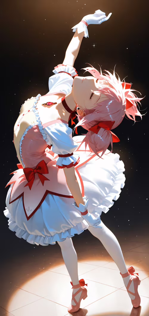 Madoka Kaname, da série Puella Magi Madoka Magica, veste um vestido cor-de-rosa e... Samsung Galaxy S10 plus Plus