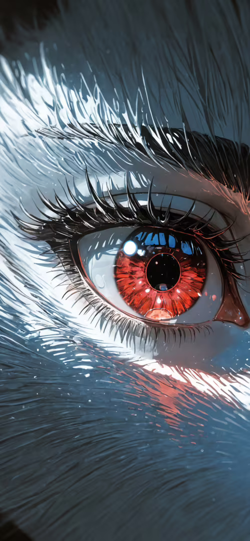 Uma pintura digital em close-up de uma raposa estilizada, branca e cinzenta, com...