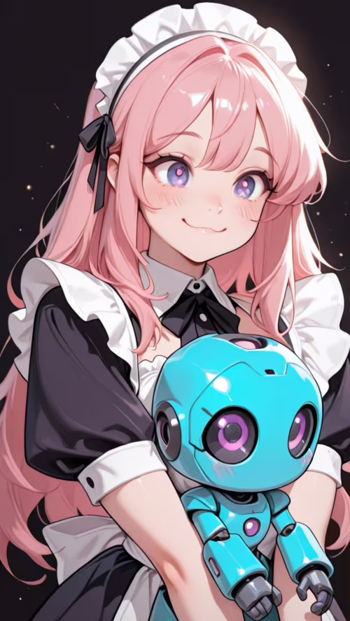 Um retrato em close-up de uma empregada doméstica de anime, sorridente, com longos... Apple iPhone 5s