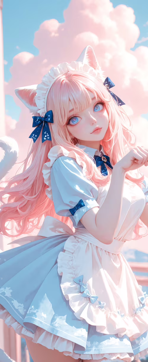 Uma personagem de anime, uma rapariga de longos cabelos cor-de-rosa, olhos azuis... Tecno Phantom V Flip2