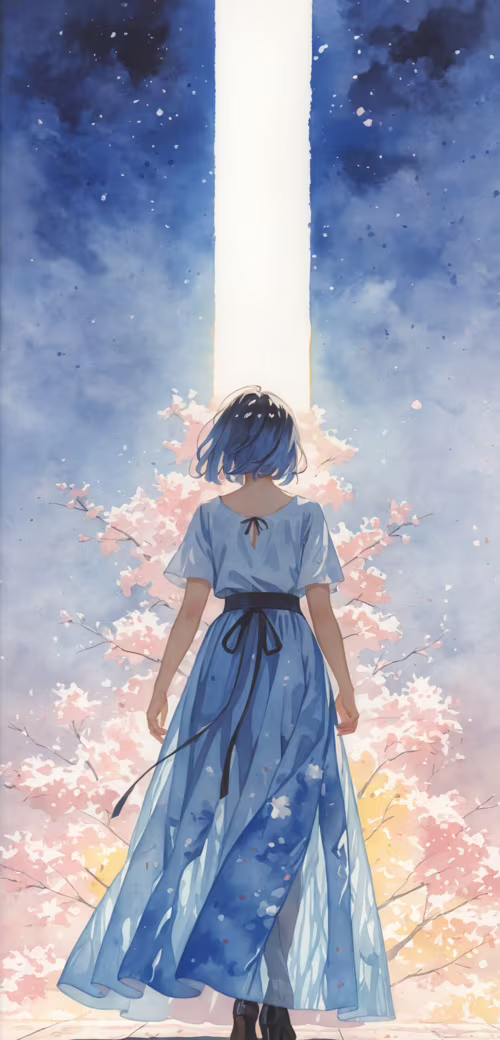 Uma ilustração no estilo anime de Elysia, de Honkai Impact 3rd: uma jovem de beleza... Alcatel 1 2021