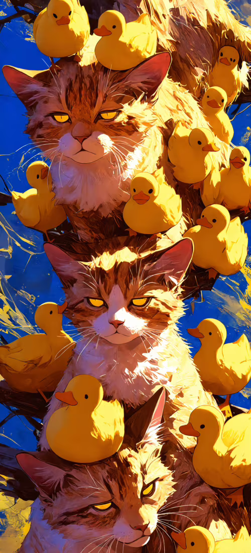 Uma ilustração detalhada e com traços de pintura, que retrata o rosto de um gato...