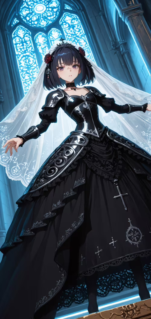 Uma ilustração em estilo anime de uma jovem com cabelos azuis curtos e uma tiara... Samsung Galaxy S10 plus Plus