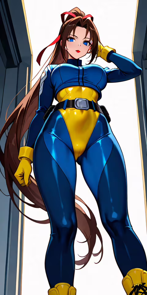 Uma imagem tirada de um ângulo baixo, mostrando Jean Grey, dos X-Men, com o seu clássico... Alcatel 1C 2019