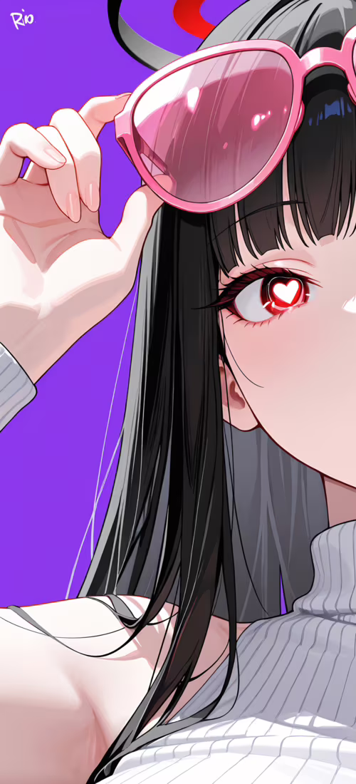 Uma personagem de anime, uma rapariga de longos cabelos pretos, identificada como... Huawei P40 Pro plus