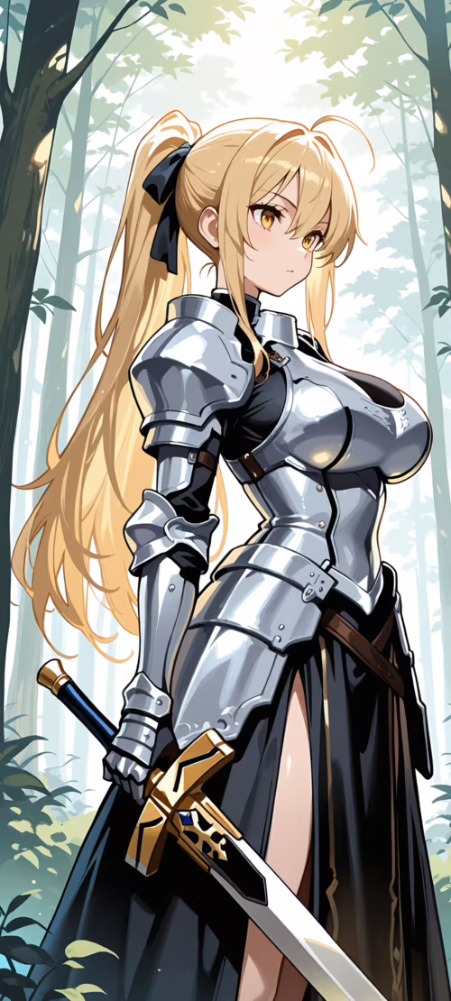 Uma ilustração em estilo anime de Saber Artoria Pendragon, uma cavaleira loira vestida... Cubot Note 20