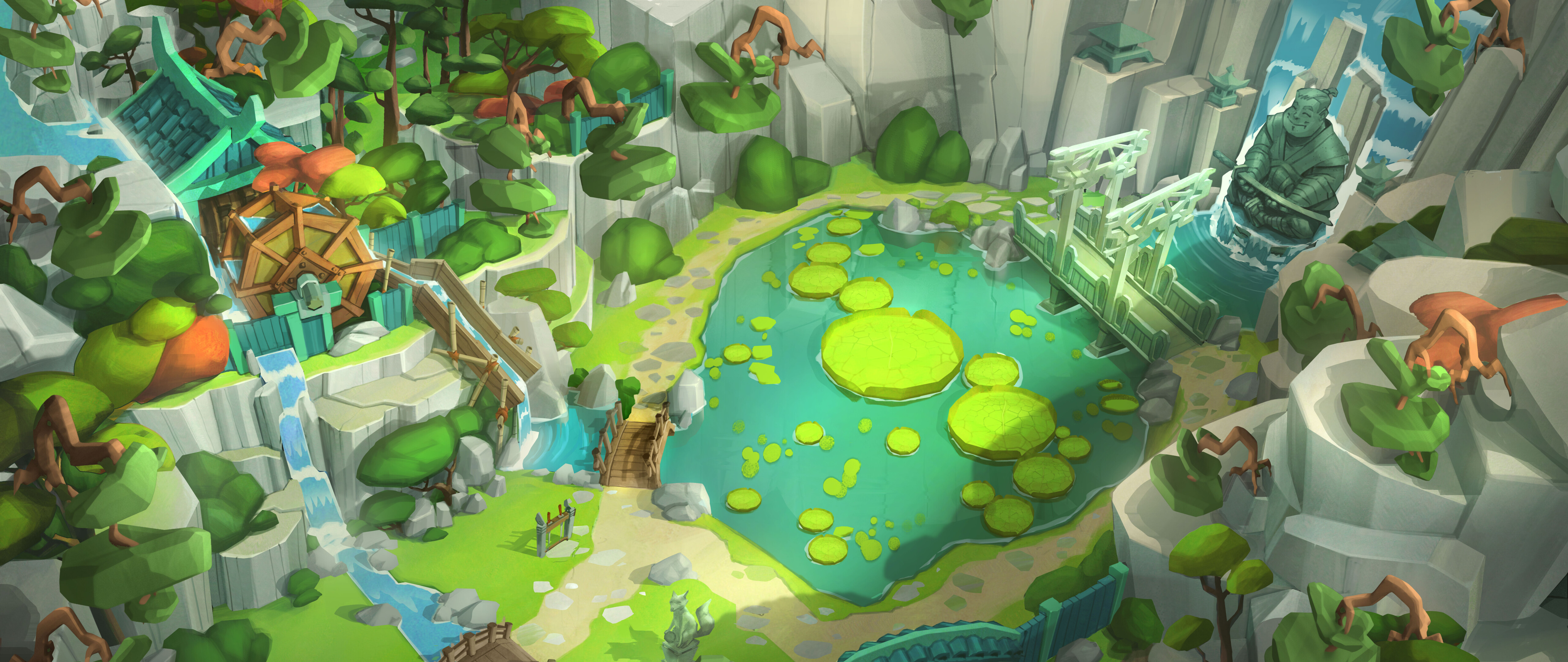 Fatias de melancia, kiwi e frutas cítricas coloridas voando pelo ar durante um momento do jogo em Fruit Ninja VR 2.