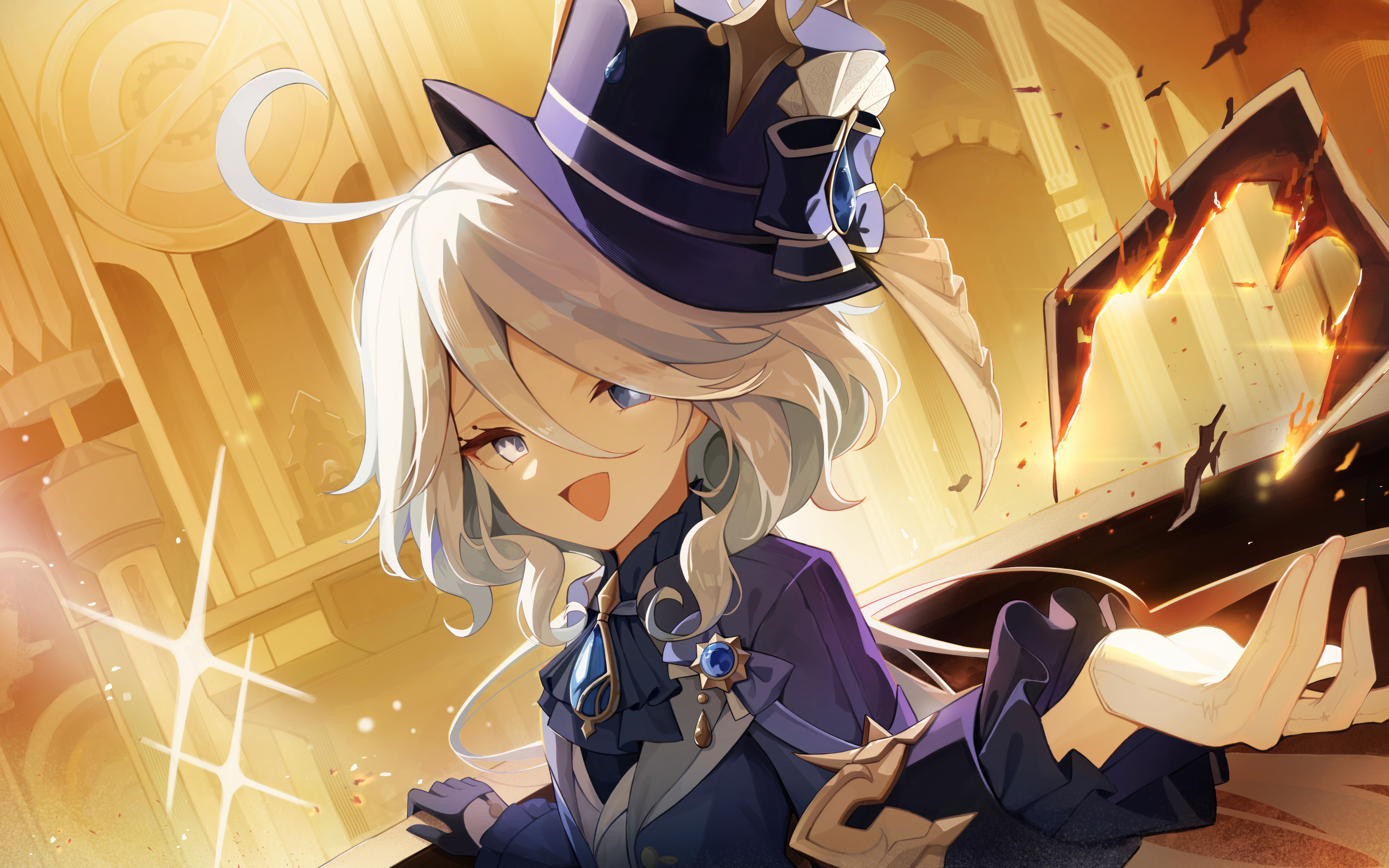 Um belíssimo retrato de Furina, de Genshin Impact.