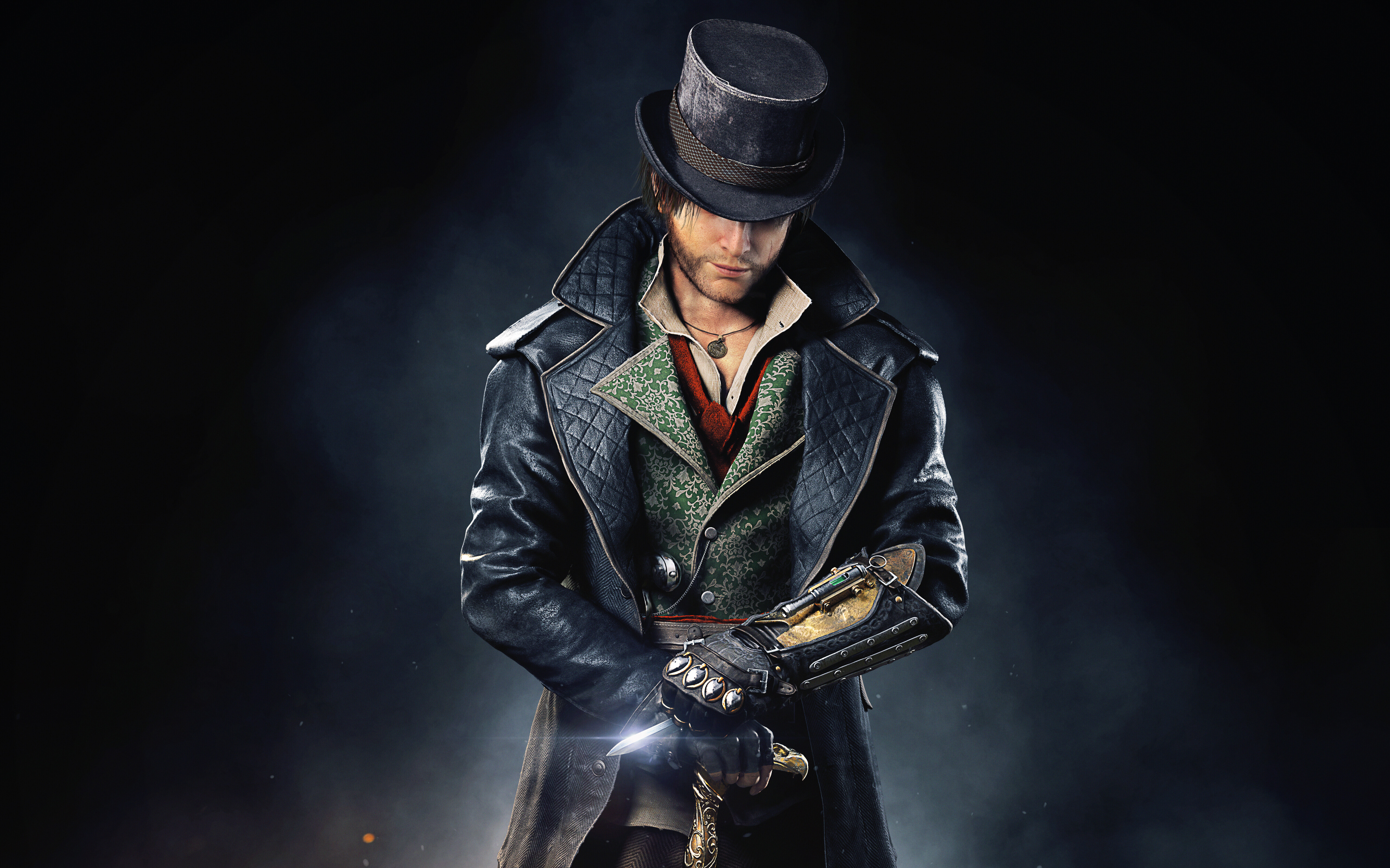 Um close cinematográfico de Jacob Frye, do videojogo Assassin's Creed Syndicate.