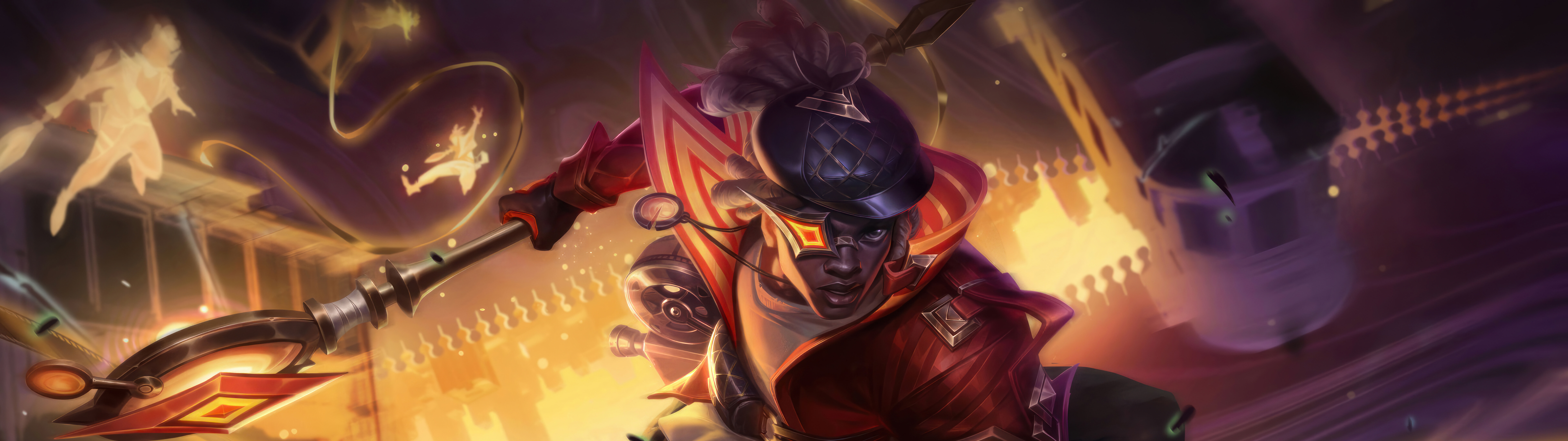 Um retrato em close-up de Ekko, do jogo League of Legends, com detalhes em azul néon e elementos de tecnologia futurista.