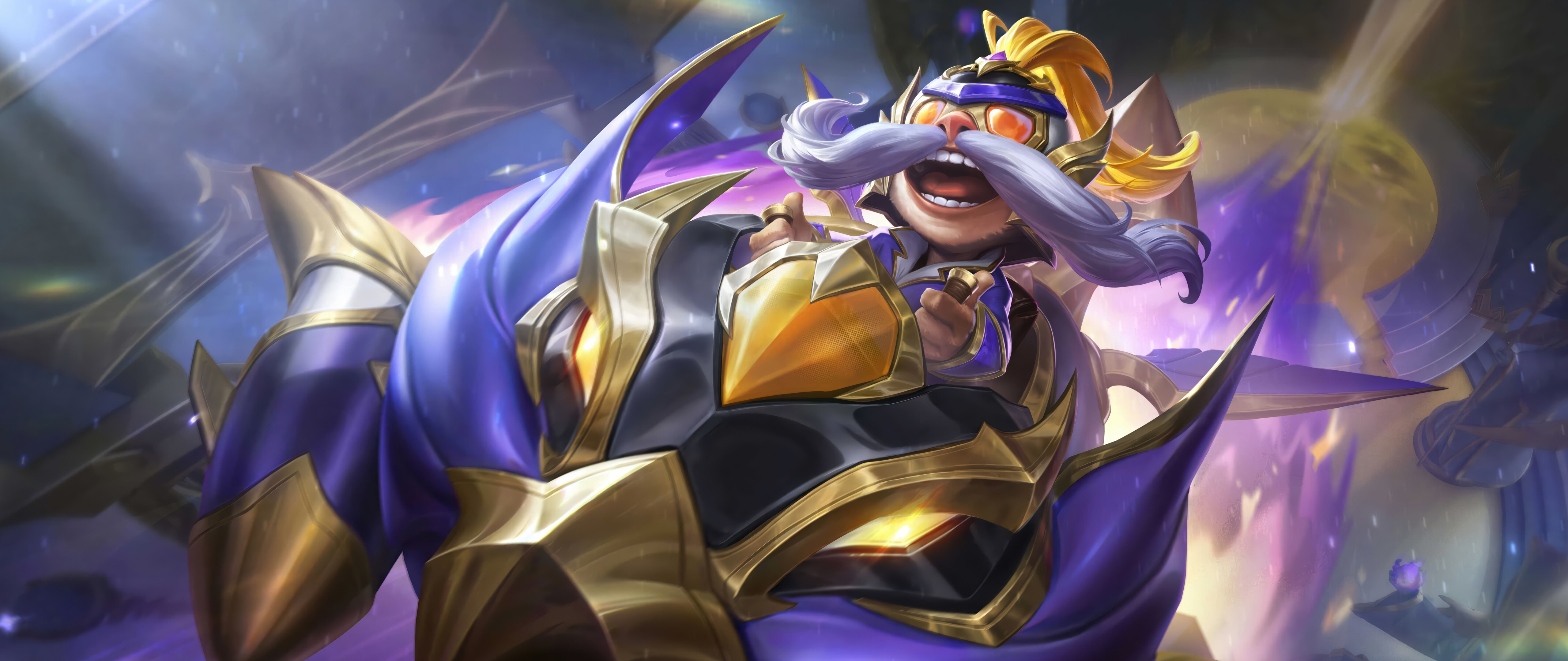 Corki, o piloto Yordle do jogo League of Legends, em um retrato detalhado do personagem.