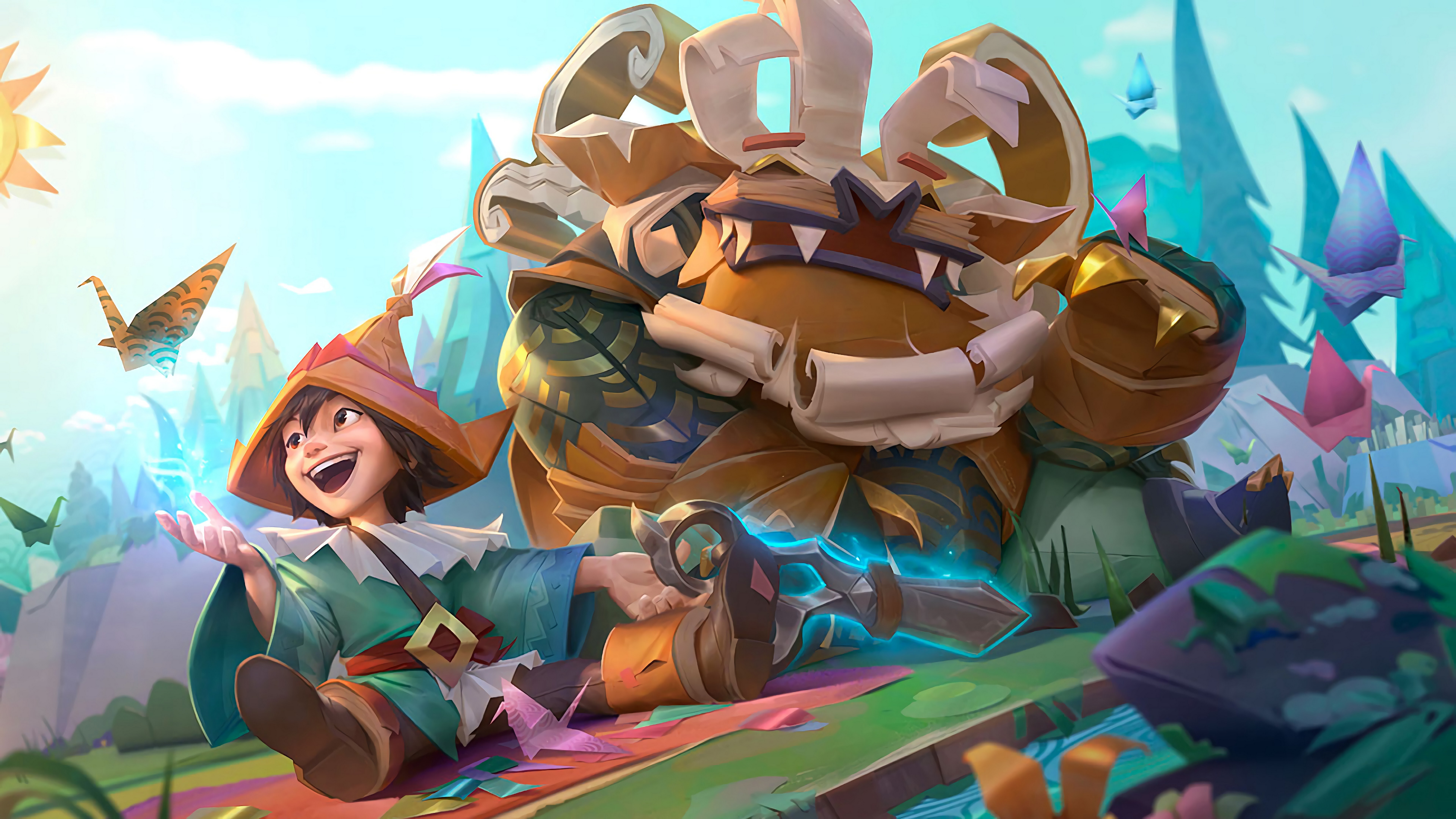 Nunu e Willump, o yeti de League of Legends, num ambiente nevado.