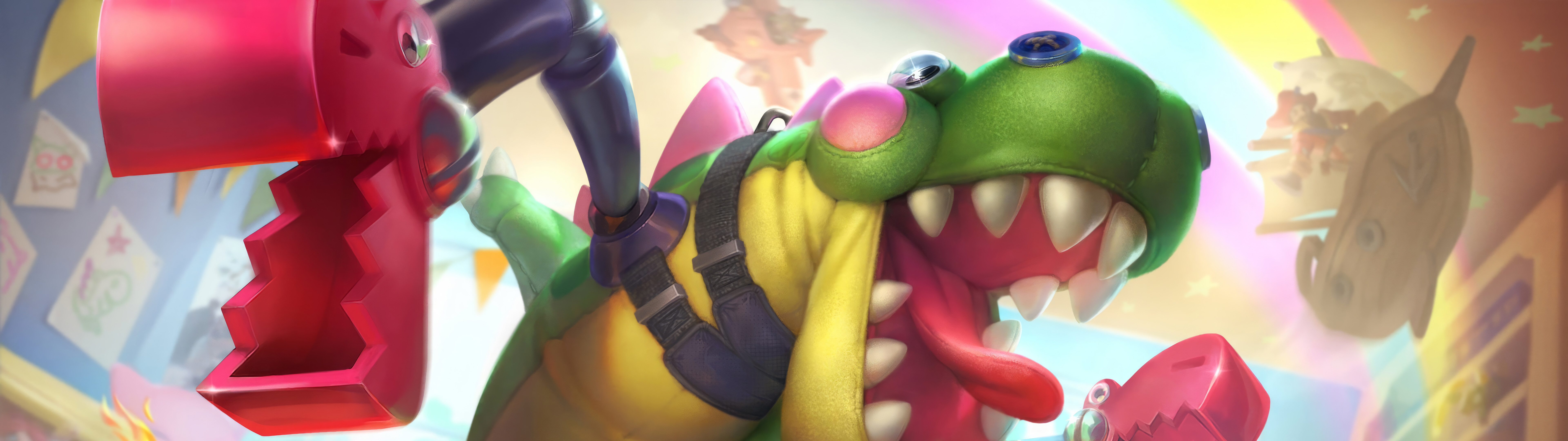 Cho'gath, uma criatura demoníaca imponente e ameaçadora, do jogo League of Legends, com características sombrias e inspiradas no Vazio.