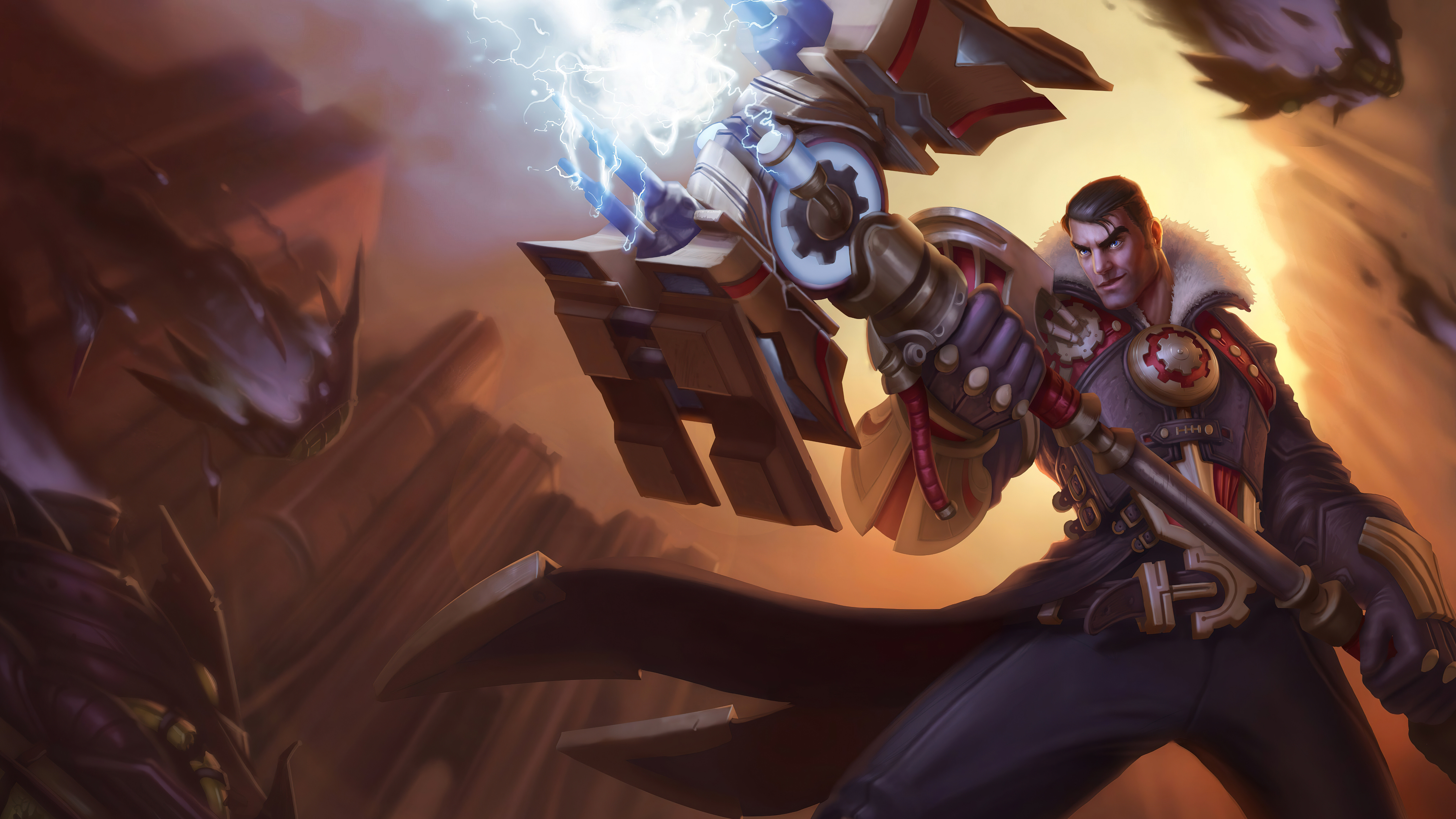 Jayce, de League of Legends: Wild Rift, empunhando o seu característico martelo Hextech.